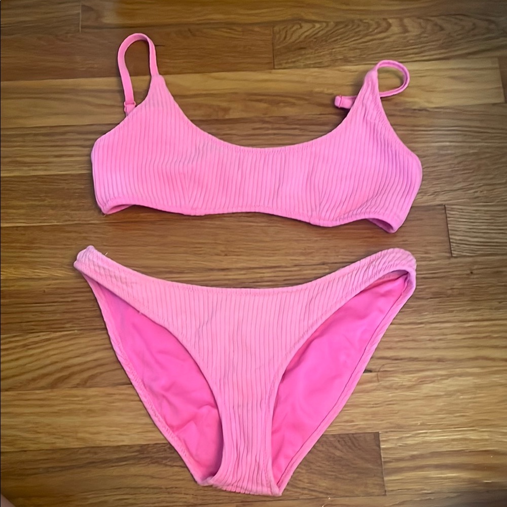triangl pink bikini set